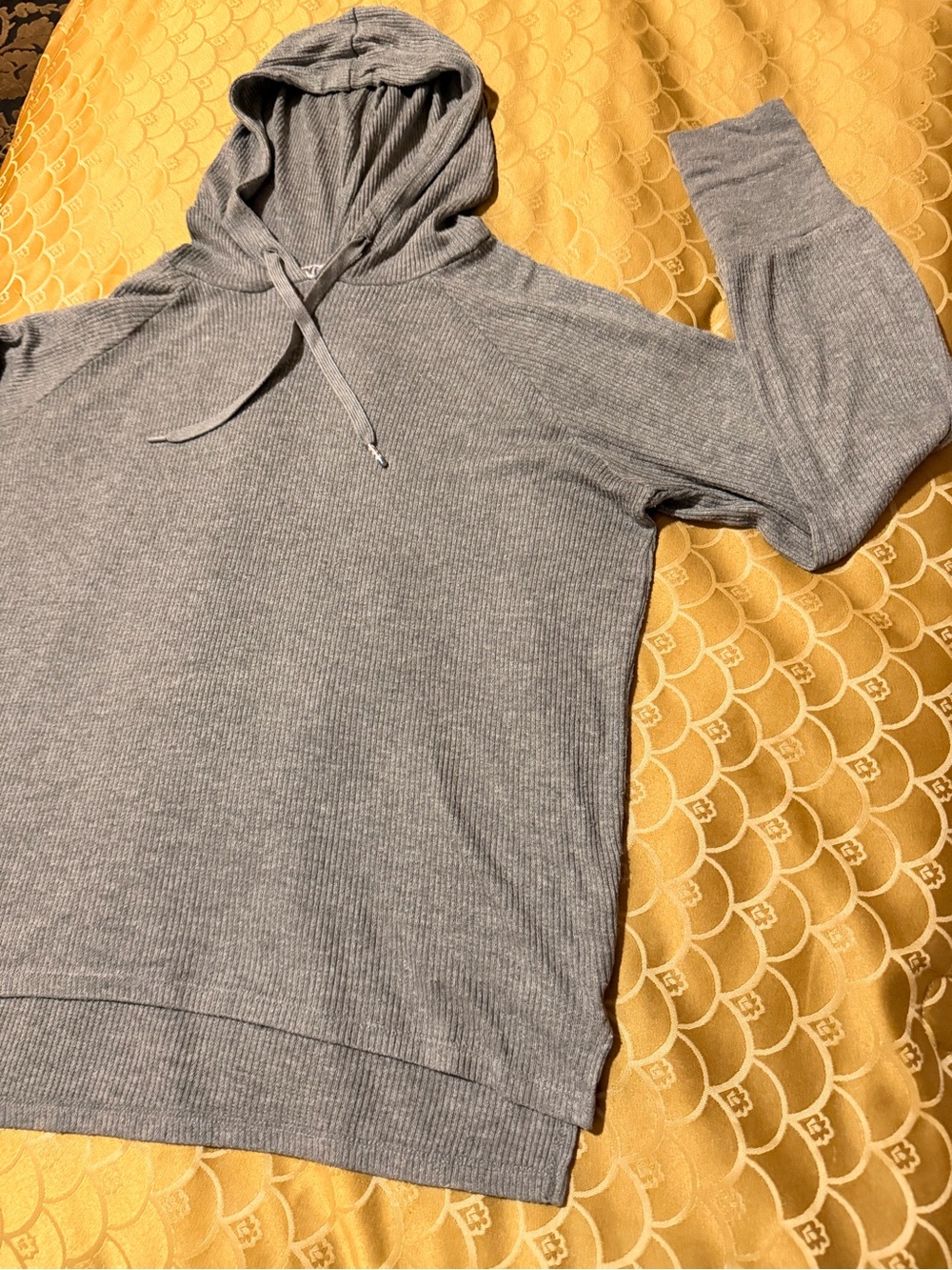 PJ Salvage Grey Hoodie, super soft ribbed knit, long-sleeve, Oversized size XS - Picture 4 of 16